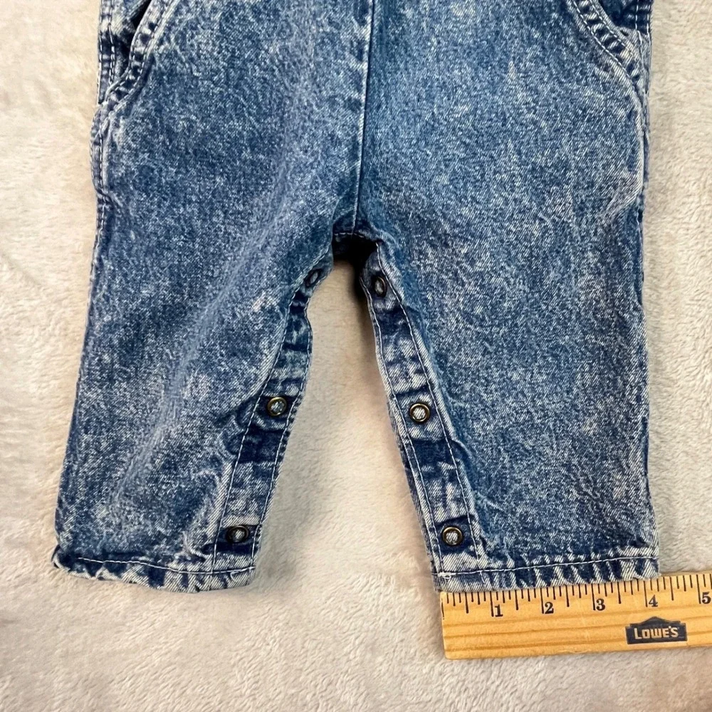 Vintage OshKosh‎ Bgosh Denim Overalls Vestbak Acid Wash 6/9M Cotton 80s 90s Blue
